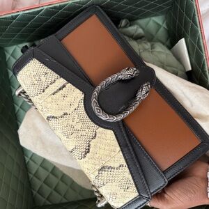Rare Gucci Black and Tan Crossbody Bag with Snake Detail